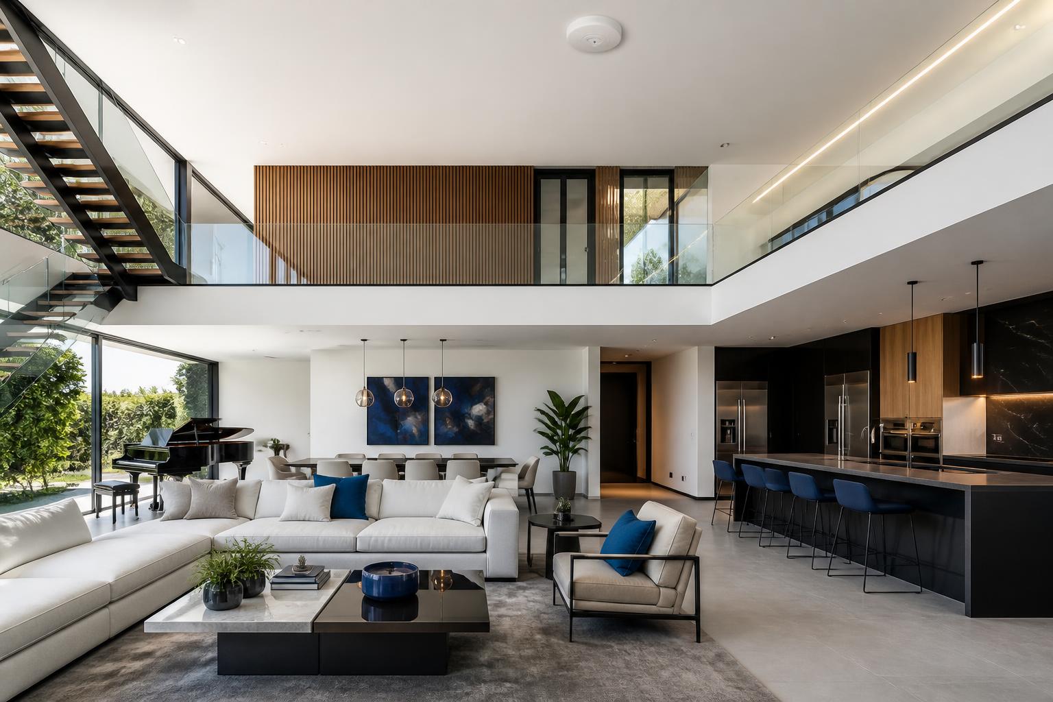 Casa contemporânea com ponto de acesso Wi-Fi discretamente instalado no teto